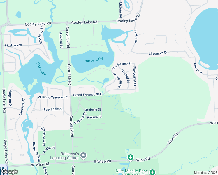 map of restaurants, bars, coffee shops, grocery stores, and more near 530 Grand Traverse Street East in Commerce Charter Township
