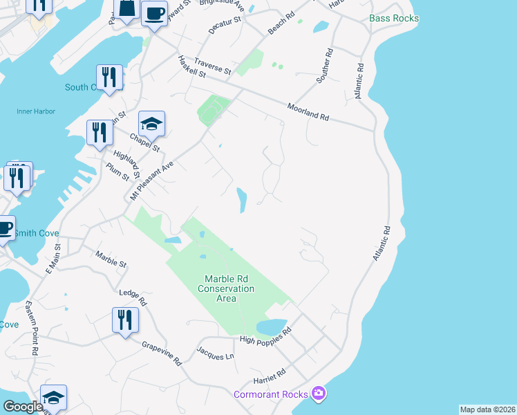 map of restaurants, bars, coffee shops, grocery stores, and more near 33 Way Road in Gloucester