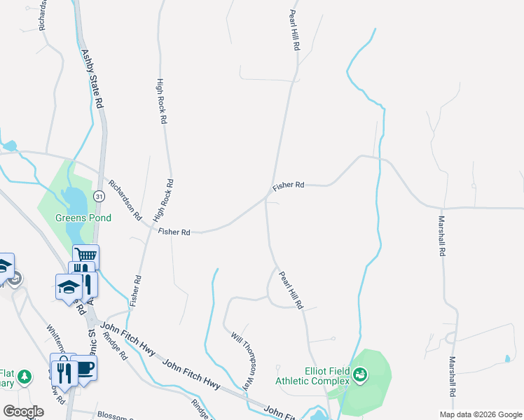 map of restaurants, bars, coffee shops, grocery stores, and more near 419 Pearl Hill Road in Fitchburg