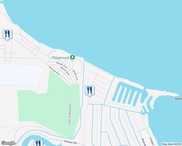 map of restaurants, bars, coffee shops, grocery stores, and more near 16 Evergreen Drive in Harrison Township