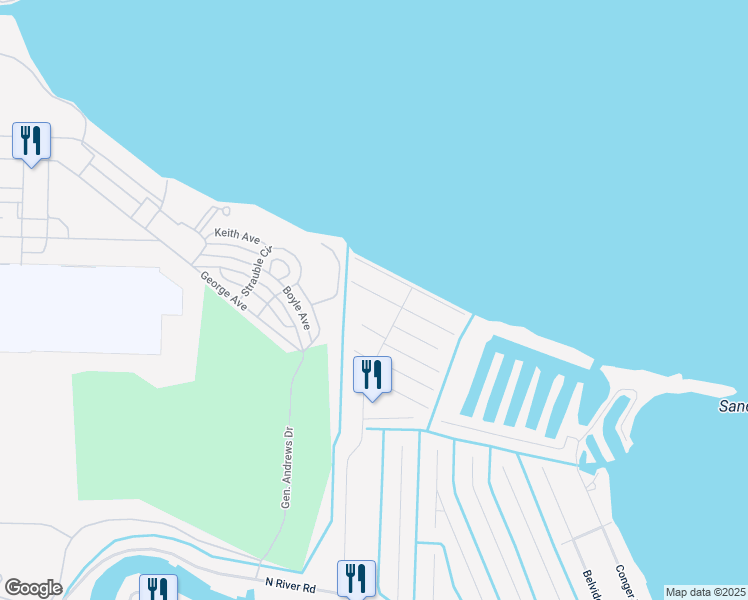 map of restaurants, bars, coffee shops, grocery stores, and more near 16 Evergreen Drive in Harrison Township