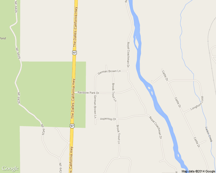 map of restaurants, bars, coffee shops, grocery stores, and more near 42146 Brook Trout Lane in Chiloquin