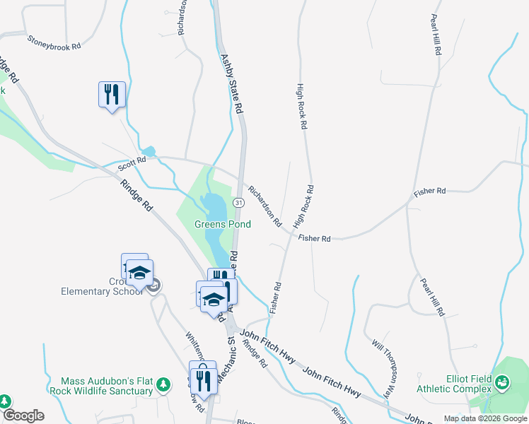map of restaurants, bars, coffee shops, grocery stores, and more near 59 Richardson Road in Fitchburg