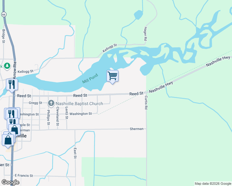 map of restaurants, bars, coffee shops, grocery stores, and more near 1015 Reed Street in Nashville