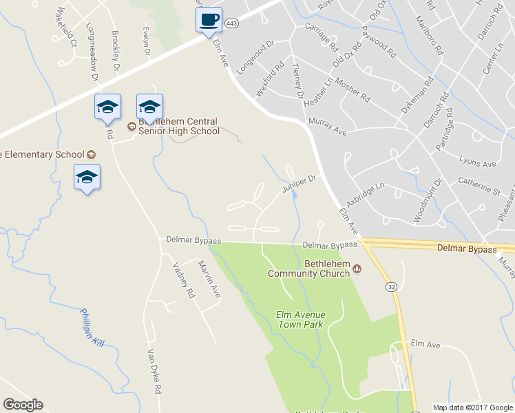 map of restaurants, bars, coffee shops, grocery stores, and more near 505 Elkin Court in Delmar