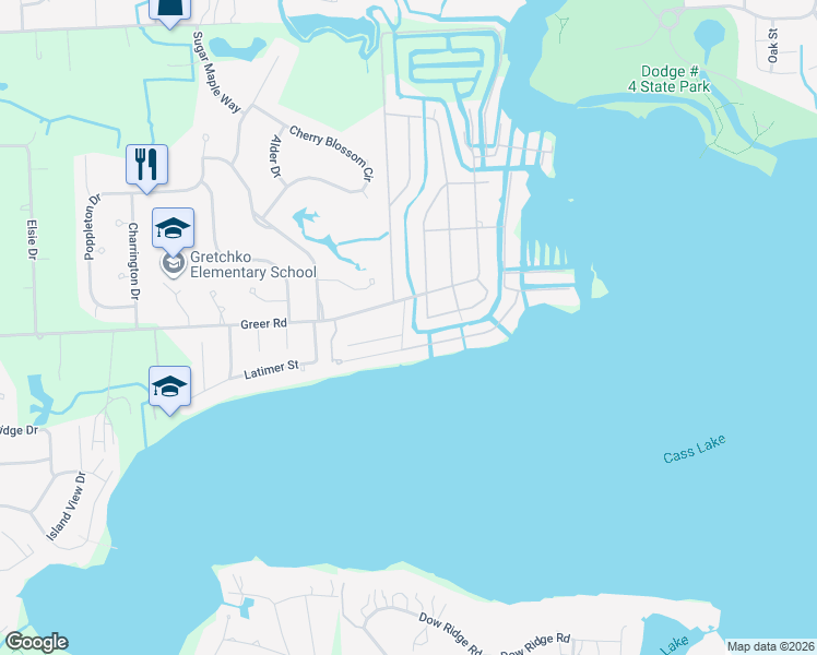 map of restaurants, bars, coffee shops, grocery stores, and more near 4908 Lakeview Avenue in West Bloomfield Township