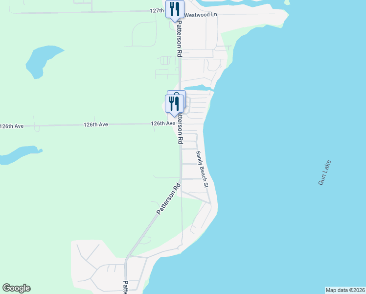 map of restaurants, bars, coffee shops, grocery stores, and more near 12998 Rea Drive in Wayland