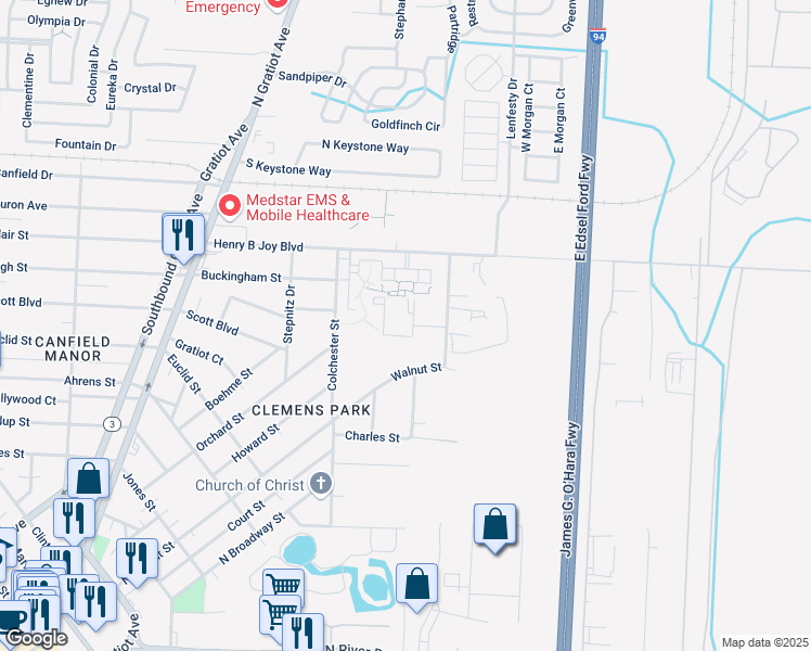 map of restaurants, bars, coffee shops, grocery stores, and more near 24213 Lotus Drive in Clinton Township