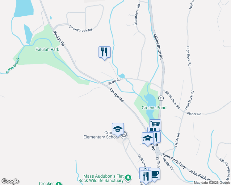 map of restaurants, bars, coffee shops, grocery stores, and more near 737 Rindge Road in Fitchburg