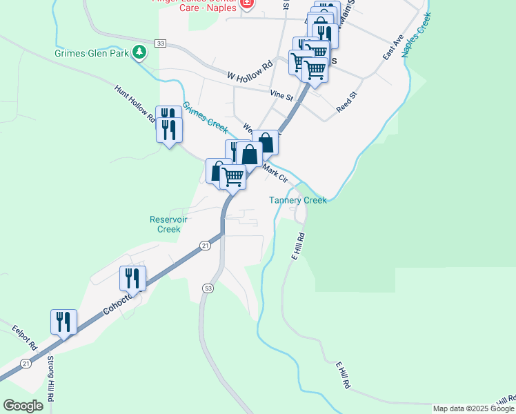 map of restaurants, bars, coffee shops, grocery stores, and more near 210 South Main Street in Naples