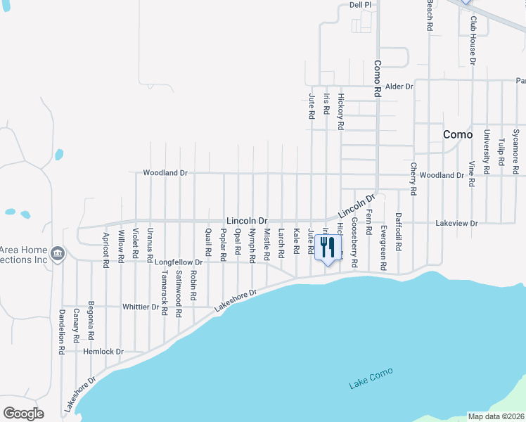 map of restaurants, bars, coffee shops, grocery stores, and more near N3217 Mistle Road in Lake Geneva