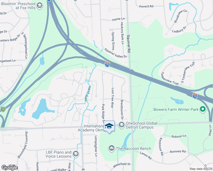 map of restaurants, bars, coffee shops, grocery stores, and more near 2164 Lost Tree Way in Bloomfield Hills