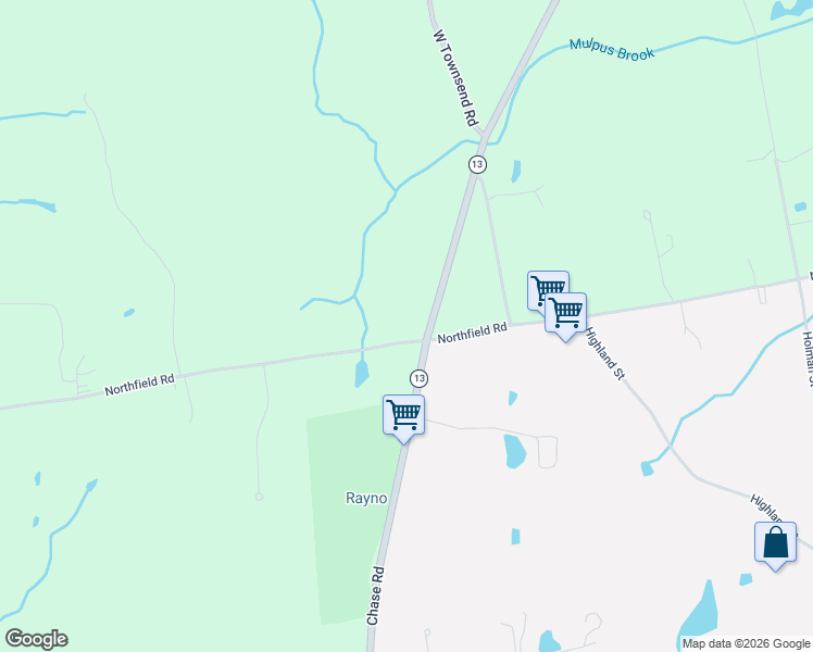 map of restaurants, bars, coffee shops, grocery stores, and more near 756 Northfield Road in Lunenburg