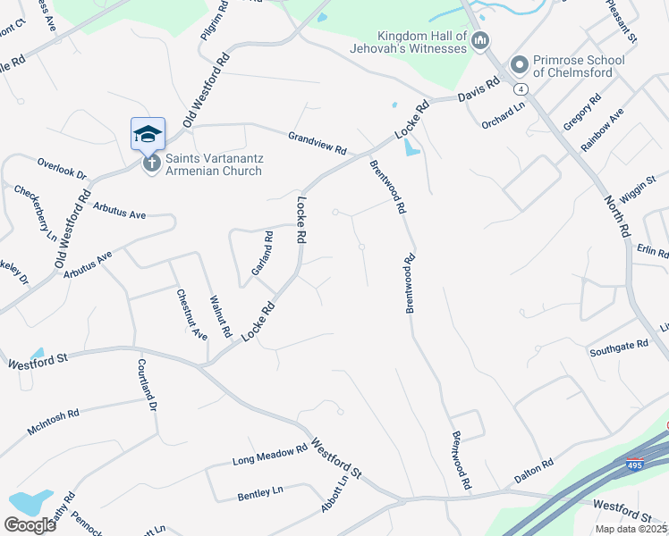 map of restaurants, bars, coffee shops, grocery stores, and more near 4 Kimberly Court in Chelmsford