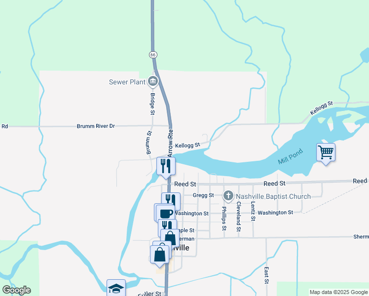 map of restaurants, bars, coffee shops, grocery stores, and more near 120 Kellogg Street in Nashville