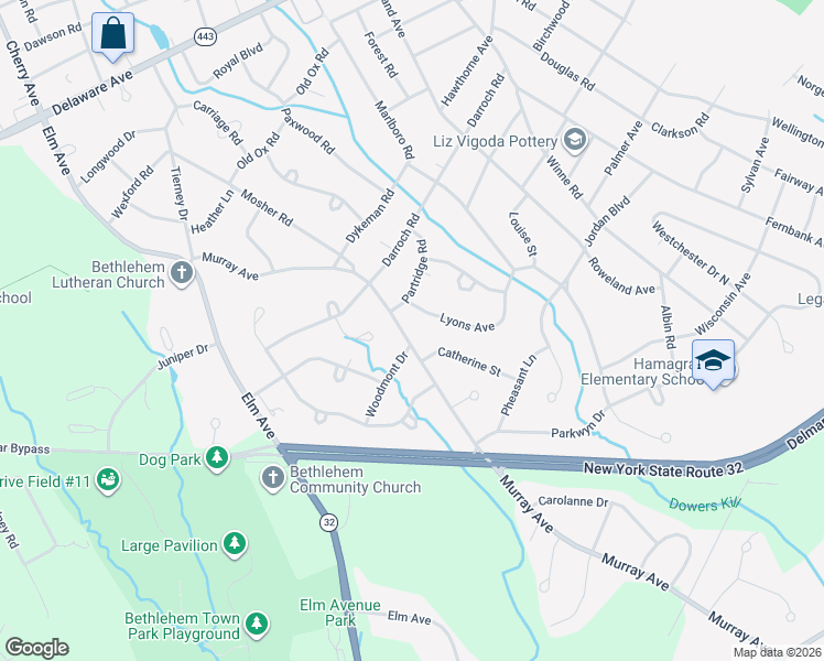 map of restaurants, bars, coffee shops, grocery stores, and more near 112 Murray Avenue in Albany County