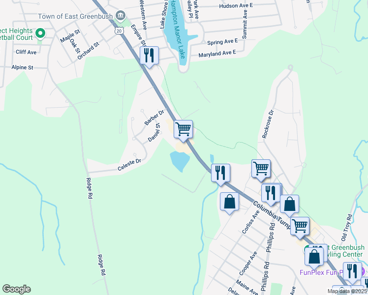 map of restaurants, bars, coffee shops, grocery stores, and more near 350 Columbia Turnpike in Rensselaer