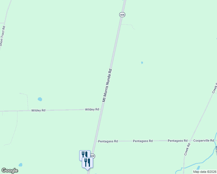 map of restaurants, bars, coffee shops, grocery stores, and more near 8633 408 in Nunda