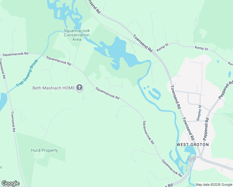 map of restaurants, bars, coffee shops, grocery stores, and more near 69 Squannacook Road in Shirley