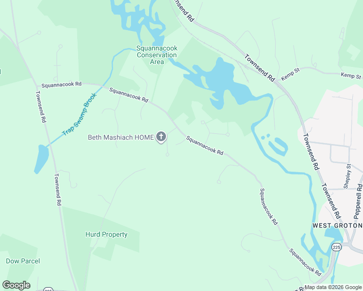 map of restaurants, bars, coffee shops, grocery stores, and more near 90 Squannacook Road in Shirley