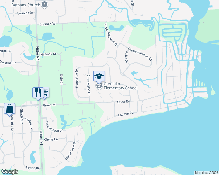 map of restaurants, bars, coffee shops, grocery stores, and more near 5233 Siloh Court in West Bloomfield Township