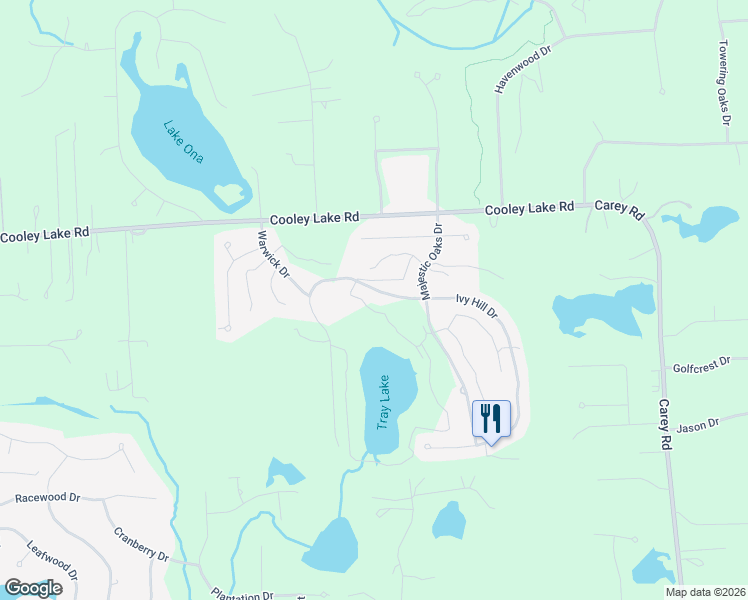 map of restaurants, bars, coffee shops, grocery stores, and more near 2905 Ivy Hill Drive in Commerce Charter Township