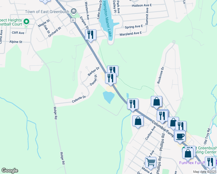 map of restaurants, bars, coffee shops, grocery stores, and more near 350 Columbia Turnpike in Rensselaer