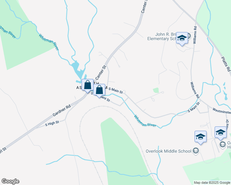 map of restaurants, bars, coffee shops, grocery stores, and more near 26 South Main Street in Ashburnham