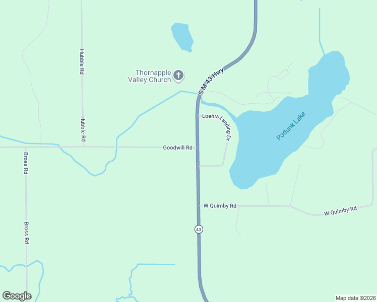 map of restaurants, bars, coffee shops, grocery stores, and more near 3053 Michigan 43 in Hastings