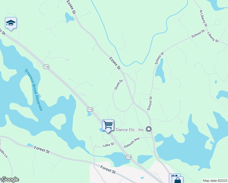 map of restaurants, bars, coffee shops, grocery stores, and more near 2 Dixey Drive in Middleton