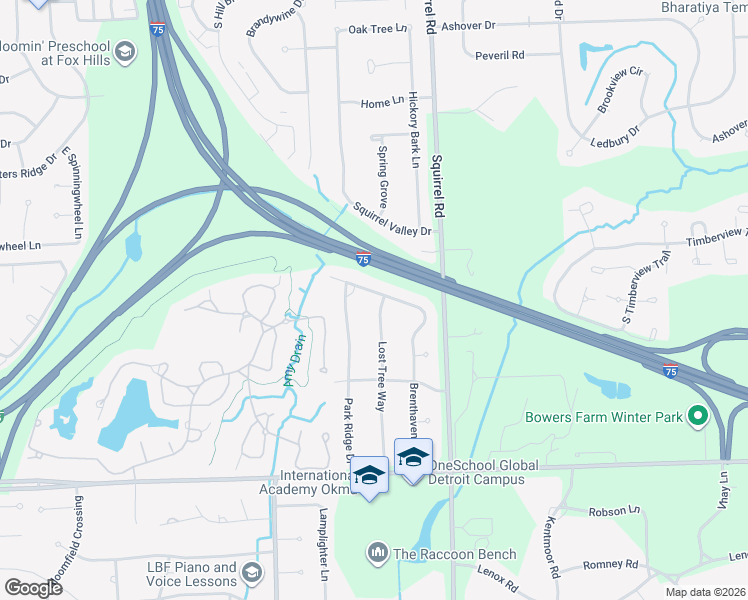 map of restaurants, bars, coffee shops, grocery stores, and more near 1021 Brenthaven Drive in Bloomfield Hills