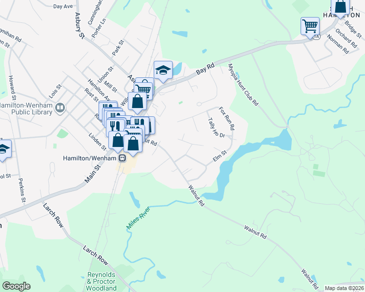 map of restaurants, bars, coffee shops, grocery stores, and more near 69 Plum Street in Hamilton