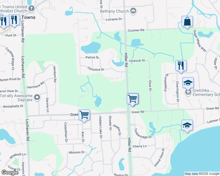 map of restaurants, bars, coffee shops, grocery stores, and more near 5837 Windrift Court in West Bloomfield Township
