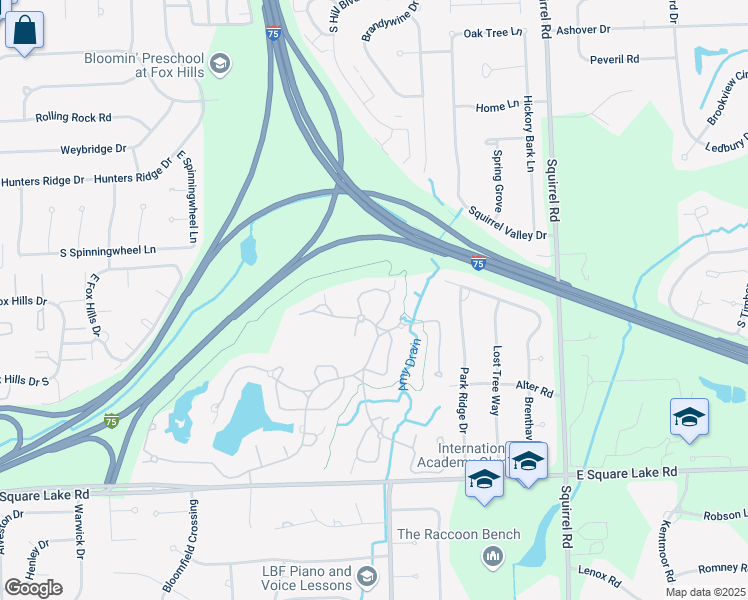 map of restaurants, bars, coffee shops, grocery stores, and more near 1985 Eagle Pointe in Bloomfield Hills