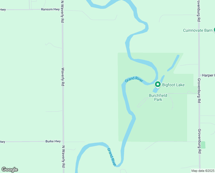 map of restaurants, bars, coffee shops, grocery stores, and more near Burchfield Park in Delhi charter Township