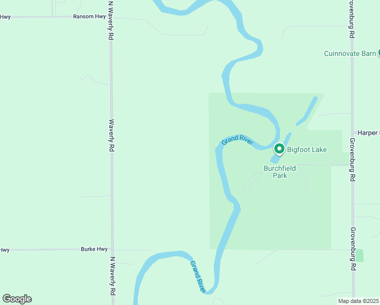 map of restaurants, bars, coffee shops, grocery stores, and more near Burchfield Park in Delhi charter Township