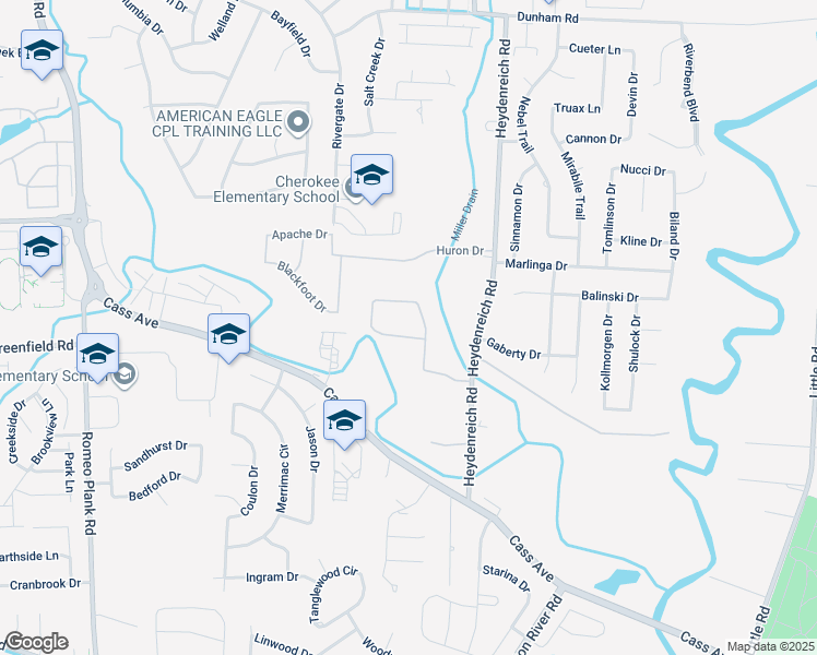 map of restaurants, bars, coffee shops, grocery stores, and more near 19730 Westchester Drive in Clinton Township