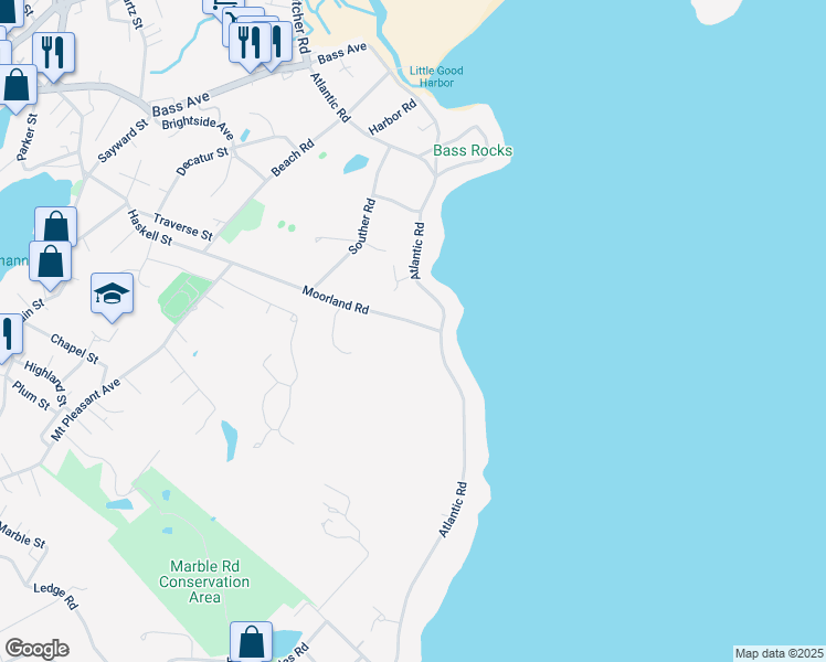 map of restaurants, bars, coffee shops, grocery stores, and more near 8 Moorland Road in Gloucester