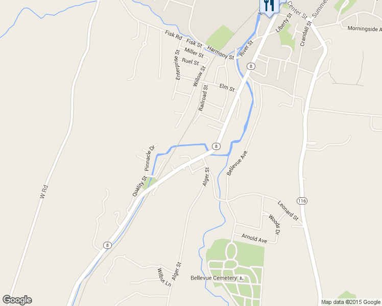 map of restaurants, bars, coffee shops, grocery stores, and more near 7 Grove Street in Adams