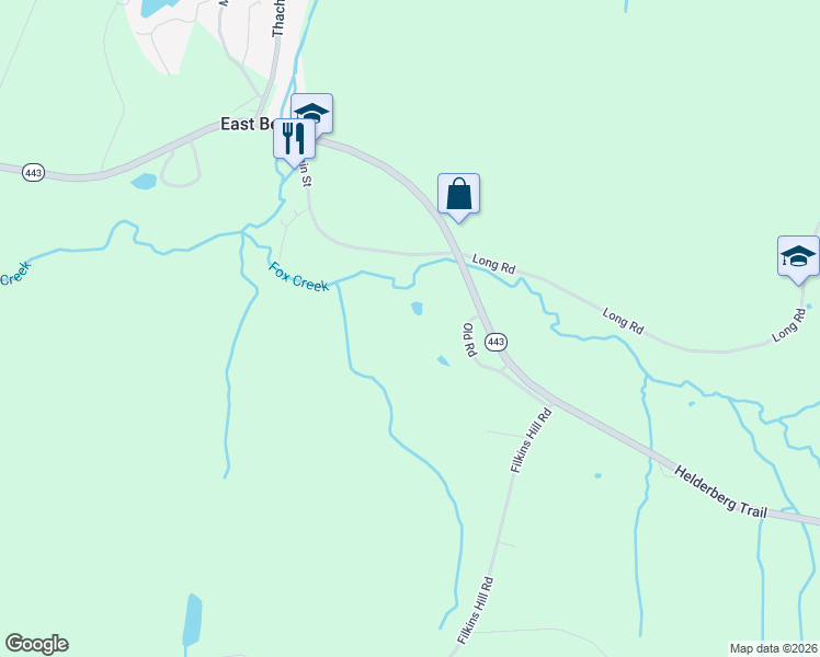 map of restaurants, bars, coffee shops, grocery stores, and more near 43 Old Rd in East Berne