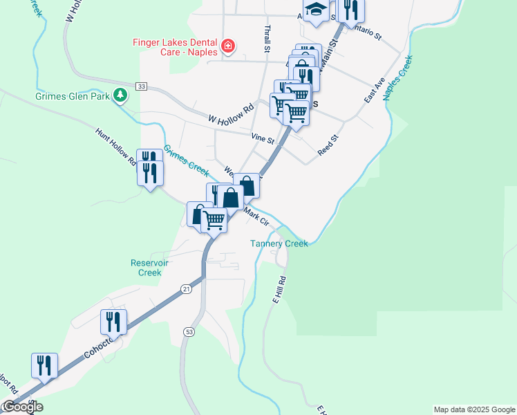 map of restaurants, bars, coffee shops, grocery stores, and more near 180 South Main Street in Naples