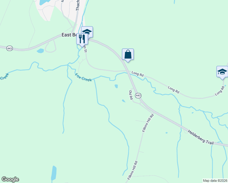 map of restaurants, bars, coffee shops, grocery stores, and more near 43 Old Rd in East Berne