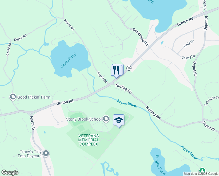 map of restaurants, bars, coffee shops, grocery stores, and more near 205 Groton Road in Westford