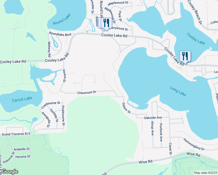 map of restaurants, bars, coffee shops, grocery stores, and more near 9142 Chaumont Drive in Commerce Charter Township