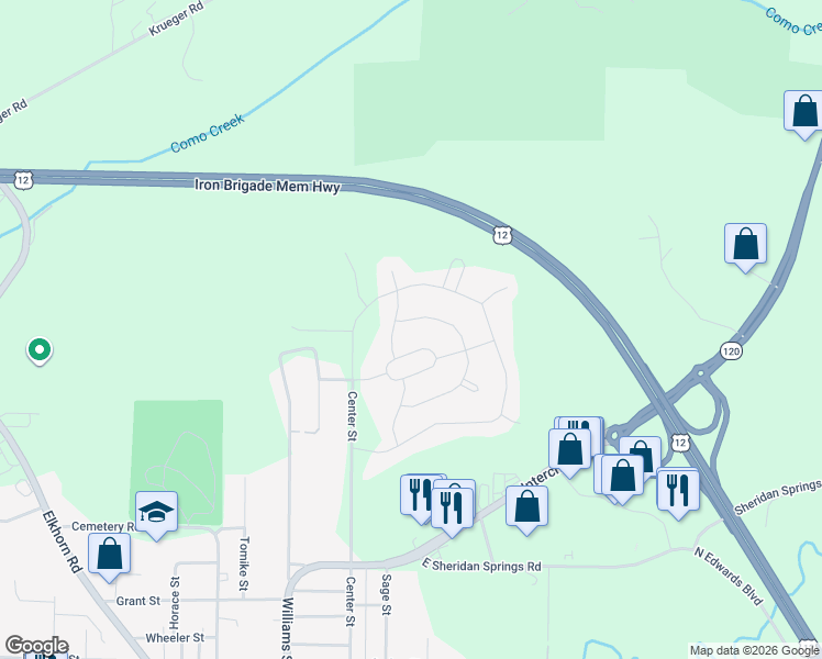 map of restaurants, bars, coffee shops, grocery stores, and more near 550 North Boulder Ridge Drive in Lake Geneva