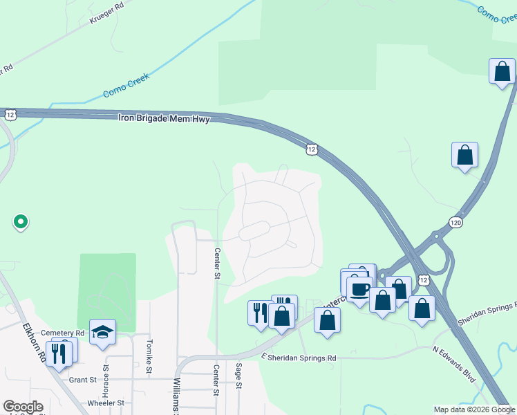map of restaurants, bars, coffee shops, grocery stores, and more near 550 North Boulder Ridge Drive in Lake Geneva