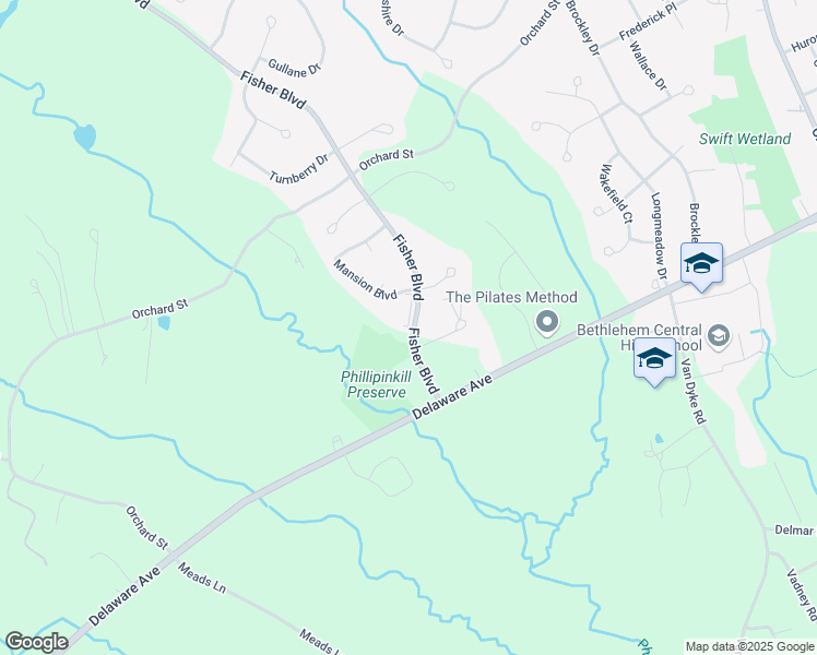 map of restaurants, bars, coffee shops, grocery stores, and more near 266 Fisher Boulevard in Delmar