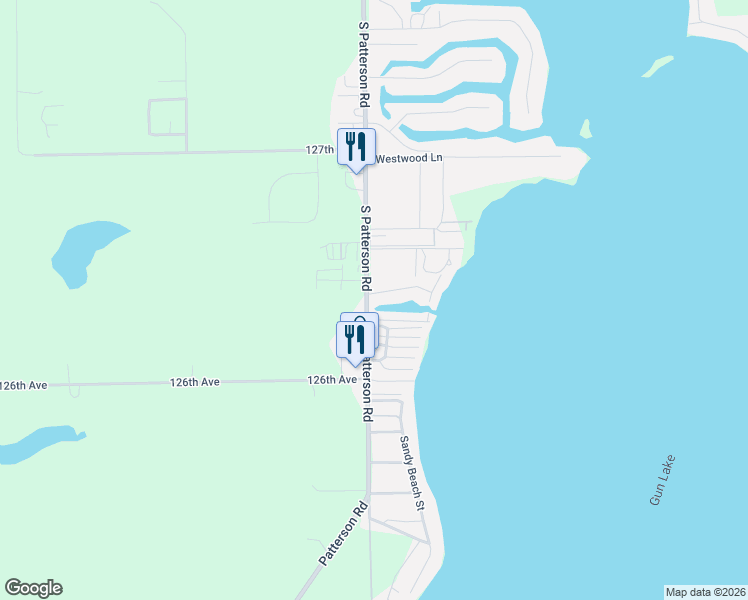 map of restaurants, bars, coffee shops, grocery stores, and more near 12971 Johnson Road in Wayland
