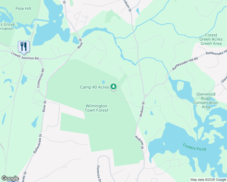 map of restaurants, bars, coffee shops, grocery stores, and more near 430 Andover Street in Wilmington