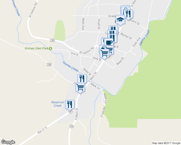 map of restaurants, bars, coffee shops, grocery stores, and more near 1 Weld St in Naples